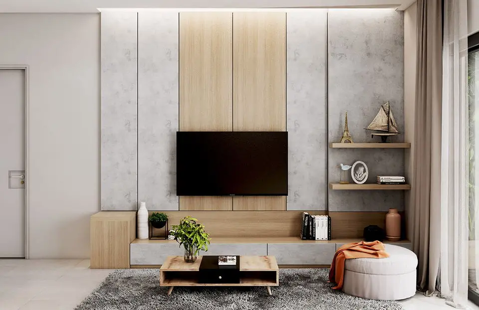 Desain Backdrop TV Minimalis - Desain backdrop TV geometris